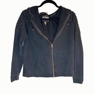 Victoria Sport Black Moto Jacket with Rose Gold Zipper Size Small